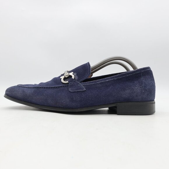 Salvatore Ferragamo Flori 2 Men\'s 9 EE Blue Suede Loafer Slip On Dress Shoes main image 8